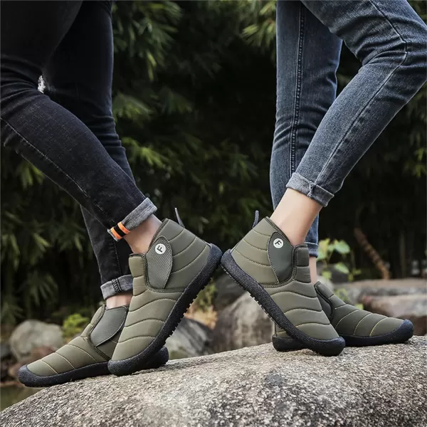 Lazzy Warm Snow Boots Womens Winter Ankle Bootie Slip On AntiSlip Ankle Short Boots Waterproof Outdoor Walking ShoesGreen