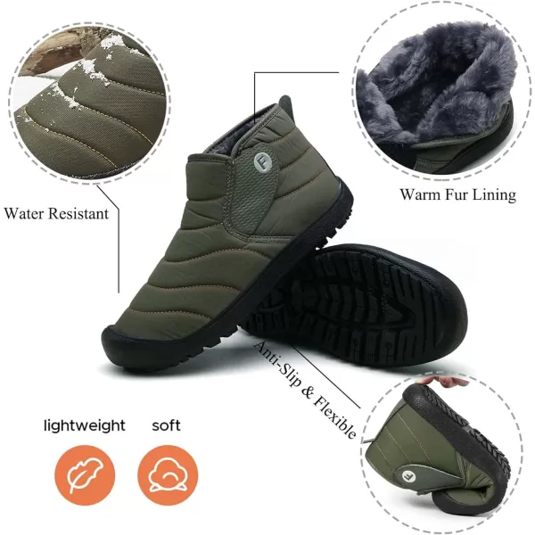 Lazzy Warm Snow Boots Womens Winter Ankle Bootie Slip On AntiSlip Ankle Short Boots Waterproof Outdoor Walking ShoesGreen