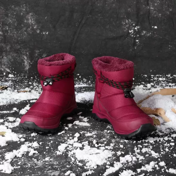 Lazzy Warm Snow Boots Womens Winter Ankle Bootie Slip On AntiSlip Ankle Short Boots Waterproof Outdoor Walking ShoesReda