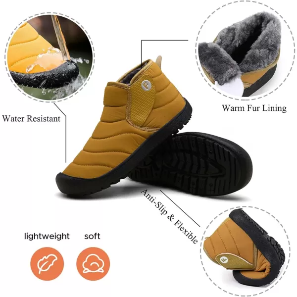 Lazzy Warm Snow Boots Womens Winter Ankle Bootie Slip On AntiSlip Ankle Short Boots Waterproof Outdoor Walking ShoesYellow