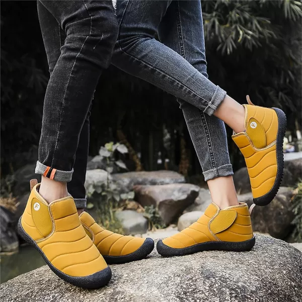Lazzy Warm Snow Boots Womens Winter Ankle Bootie Slip On AntiSlip Ankle Short Boots Waterproof Outdoor Walking ShoesYellow