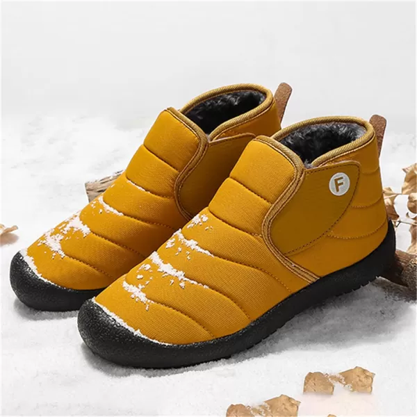 Lazzy Warm Snow Boots Womens Winter Ankle Bootie Slip On AntiSlip Ankle Short Boots Waterproof Outdoor Walking ShoesYellow