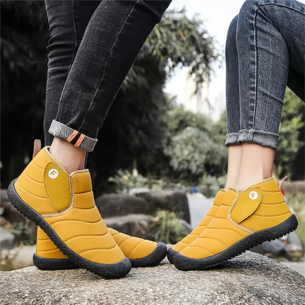 Lazzy Warm Snow Boots Womens Winter Ankle Bootie Slip On AntiSlip Ankle Short Boots Waterproof Outdoor Walking ShoesYellow