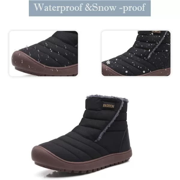 Lazzy Womens Winter Ankle Boots Faux Fur Snow Warm Short Booties AntiSlip Velour Cuff Sock Knit Cold Weather Boots Winter Outdoor Walking ShoesBlack