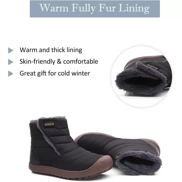 Lazzy Womens Winter Ankle Boots Faux Fur Snow Warm Short Booties AntiSlip Velour Cuff Sock Knit Cold Weather Boots Winter Outdoor Walking ShoesBlack