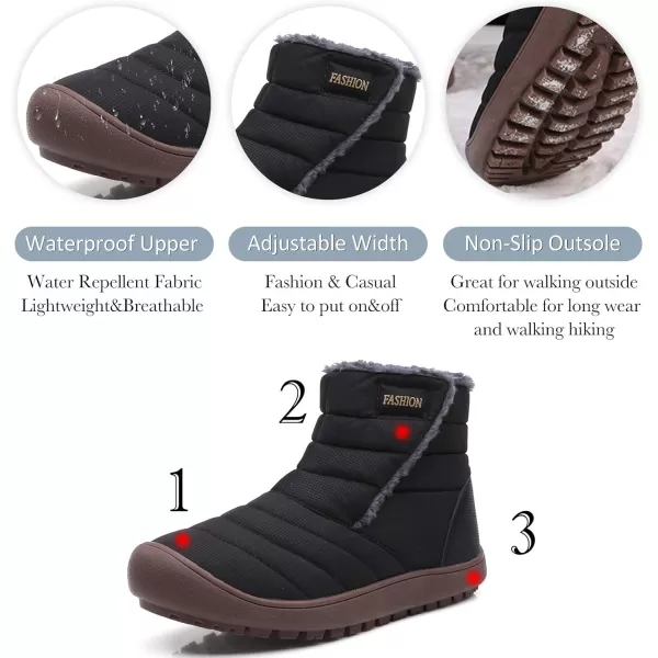 Lazzy Womens Winter Ankle Boots Faux Fur Snow Warm Short Booties AntiSlip Velour Cuff Sock Knit Cold Weather Boots Winter Outdoor Walking ShoesBlack