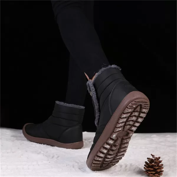 Lazzy Womens Winter Ankle Boots Faux Fur Snow Warm Short Booties AntiSlip Velour Cuff Sock Knit Cold Weather Boots Winter Outdoor Walking ShoesBlack