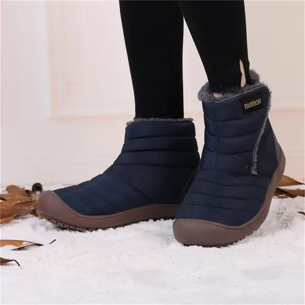 Lazzy Womens Winter Ankle Boots Faux Fur Snow Warm Short Booties AntiSlip Velour Cuff Sock Knit Cold Weather Boots Winter Outdoor Walking ShoesBlue