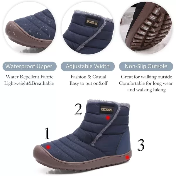 Lazzy Womens Winter Ankle Boots Faux Fur Snow Warm Short Booties AntiSlip Velour Cuff Sock Knit Cold Weather Boots Winter Outdoor Walking ShoesBlue
