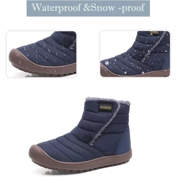 Lazzy Womens Winter Ankle Boots Faux Fur Snow Warm Short Booties AntiSlip Velour Cuff Sock Knit Cold Weather Boots Winter Outdoor Walking ShoesBlue