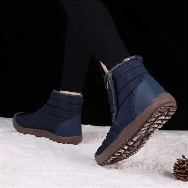 Lazzy Womens Winter Ankle Boots Faux Fur Snow Warm Short Booties AntiSlip Velour Cuff Sock Knit Cold Weather Boots Winter Outdoor Walking ShoesBlue