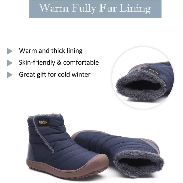Lazzy Womens Winter Ankle Boots Faux Fur Snow Warm Short Booties AntiSlip Velour Cuff Sock Knit Cold Weather Boots Winter Outdoor Walking ShoesBlue