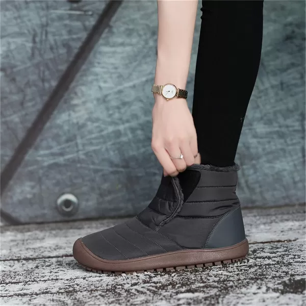 Lazzy Womens Winter Ankle Boots Faux Fur Snow Warm Short Booties AntiSlip Velour Cuff Sock Knit Cold Weather Boots Winter Outdoor Walking ShoesGrey
