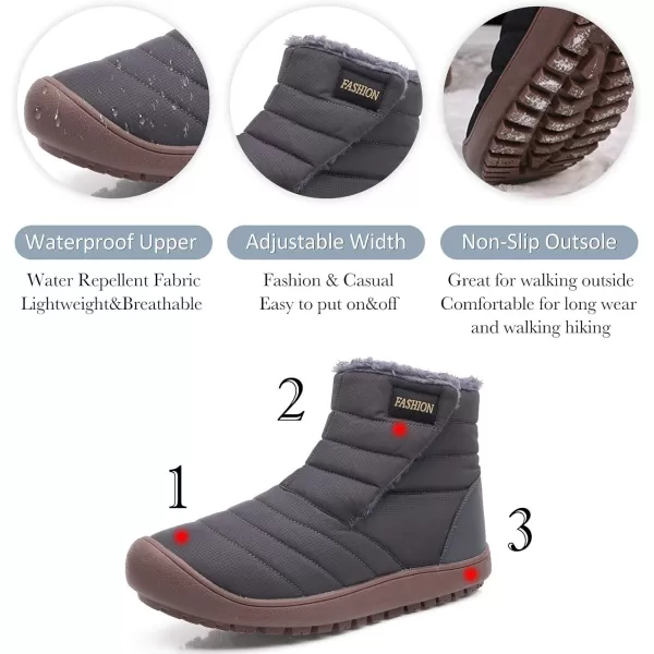 Lazzy Womens Winter Ankle Boots Faux Fur Snow Warm Short Booties AntiSlip Velour Cuff Sock Knit Cold Weather Boots Winter Outdoor Walking ShoesGrey