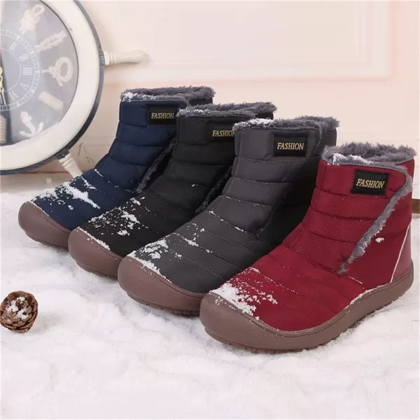 Lazzy Womens Winter Ankle Boots Faux Fur Snow Warm Short Booties AntiSlip Velour Cuff Sock Knit Cold Weather Boots Winter Outdoor Walking ShoesGrey