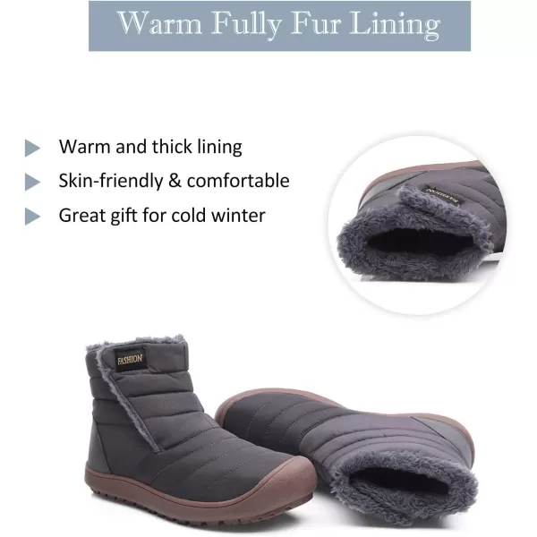 Lazzy Womens Winter Ankle Boots Faux Fur Snow Warm Short Booties AntiSlip Velour Cuff Sock Knit Cold Weather Boots Winter Outdoor Walking ShoesGrey