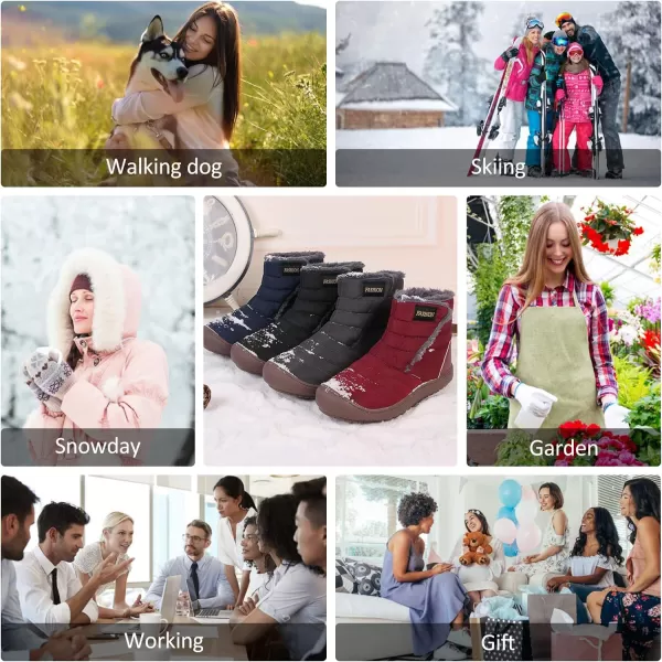 Lazzy Womens Winter Ankle Boots Faux Fur Snow Warm Short Booties AntiSlip Velour Cuff Sock Knit Cold Weather Boots Winter Outdoor Walking ShoesRed