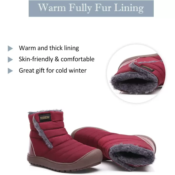 Lazzy Womens Winter Ankle Boots Faux Fur Snow Warm Short Booties AntiSlip Velour Cuff Sock Knit Cold Weather Boots Winter Outdoor Walking ShoesRed