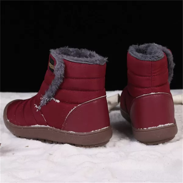 Lazzy Womens Winter Ankle Boots Faux Fur Snow Warm Short Booties AntiSlip Velour Cuff Sock Knit Cold Weather Boots Winter Outdoor Walking ShoesRed