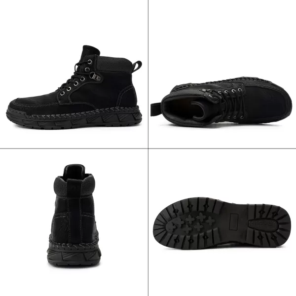 Mens Boots Dress Sneakers Boots Leather Chukka Shoes Casual Ankle Boots Fashion MidTop Walking Shoes for MenBlack