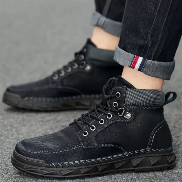 Mens Boots Dress Sneakers Boots Leather Chukka Shoes Casual Ankle Boots Fashion MidTop Walking Shoes for MenBlack