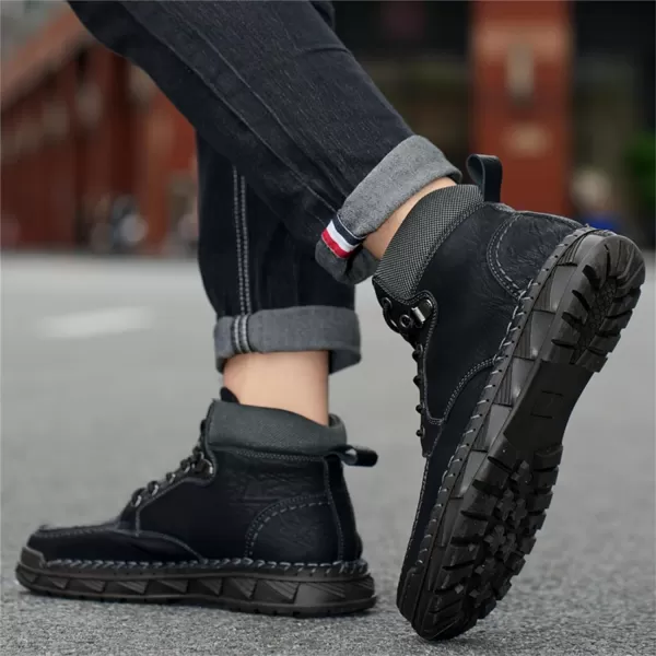 Mens Boots Dress Sneakers Boots Leather Chukka Shoes Casual Ankle Boots Fashion MidTop Walking Shoes for MenBlack