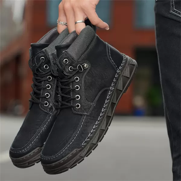 Mens Boots Dress Sneakers Boots Leather Chukka Shoes Casual Ankle Boots Fashion MidTop Walking Shoes for MenBlack