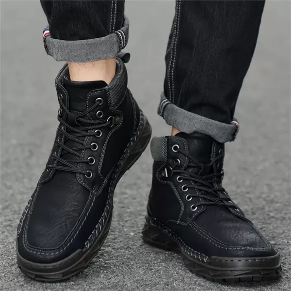 Mens Boots Dress Sneakers Boots Leather Chukka Shoes Casual Ankle Boots Fashion MidTop Walking Shoes for MenBlack