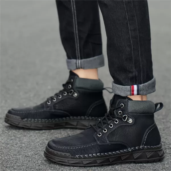 Mens Boots Dress Sneakers Boots Leather Chukka Shoes Casual Ankle Boots Fashion MidTop Walking Shoes for MenBlack