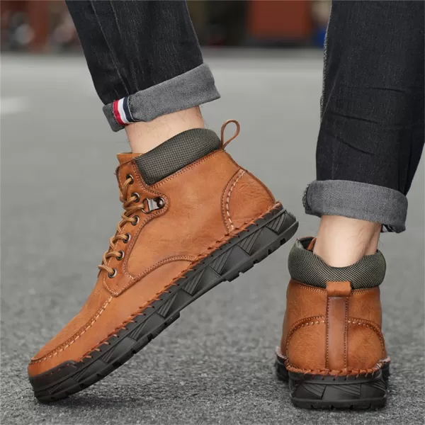 Mens Boots Dress Sneakers Boots Leather Chukka Shoes Casual Ankle Boots Fashion MidTop Walking Shoes for MenBrown