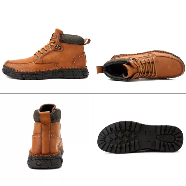Mens Boots Dress Sneakers Boots Leather Chukka Shoes Casual Ankle Boots Fashion MidTop Walking Shoes for MenBrown