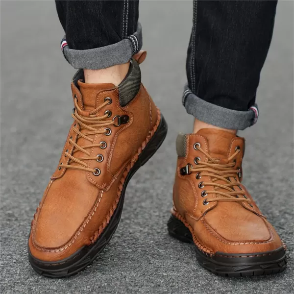 Mens Boots Dress Sneakers Boots Leather Chukka Shoes Casual Ankle Boots Fashion MidTop Walking Shoes for MenBrown
