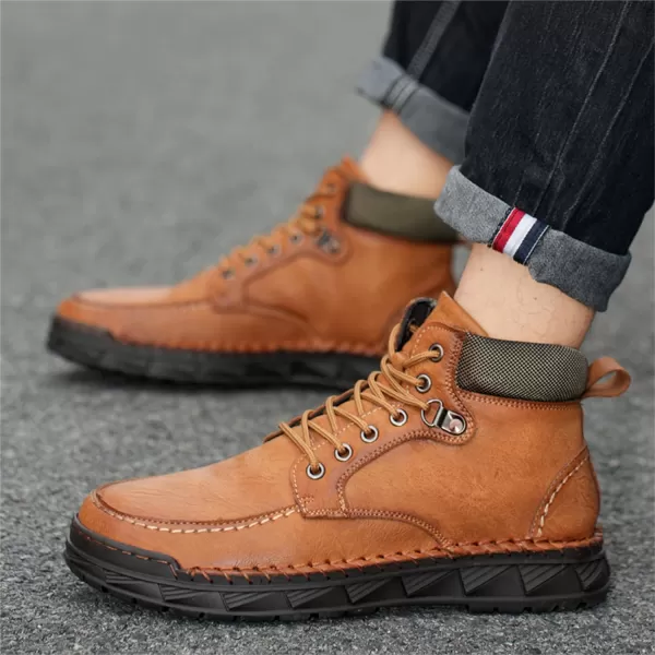 Mens Boots Dress Sneakers Boots Leather Chukka Shoes Casual Ankle Boots Fashion MidTop Walking Shoes for MenBrown