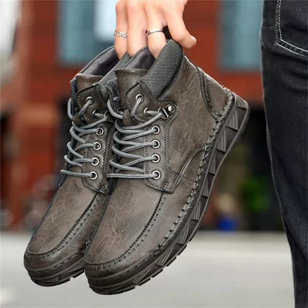 Mens Boots Dress Sneakers Boots Leather Chukka Shoes Casual Ankle Boots Fashion MidTop Walking Shoes for MenGrey