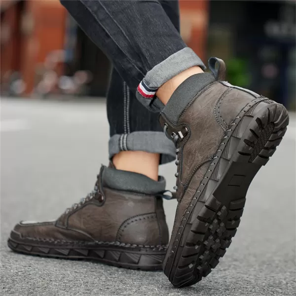 Mens Boots Dress Sneakers Boots Leather Chukka Shoes Casual Ankle Boots Fashion MidTop Walking Shoes for MenGrey