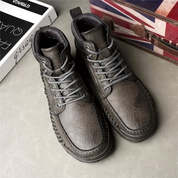 Mens Boots Dress Sneakers Boots Leather Chukka Shoes Casual Ankle Boots Fashion MidTop Walking Shoes for MenGrey