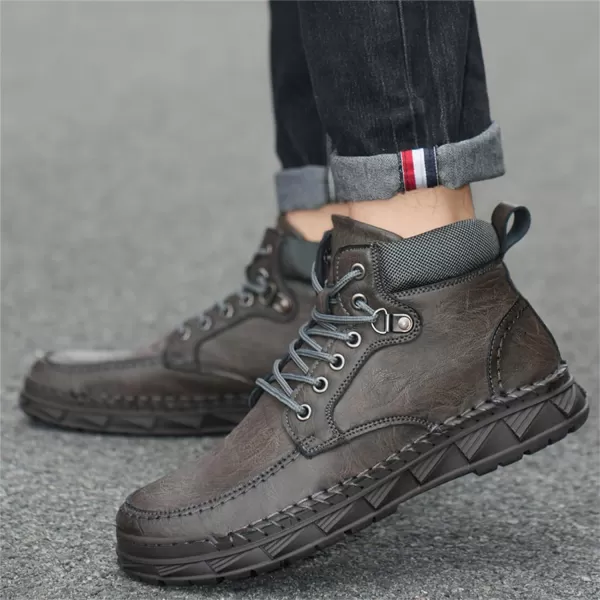 Mens Boots Dress Sneakers Boots Leather Chukka Shoes Casual Ankle Boots Fashion MidTop Walking Shoes for MenGrey