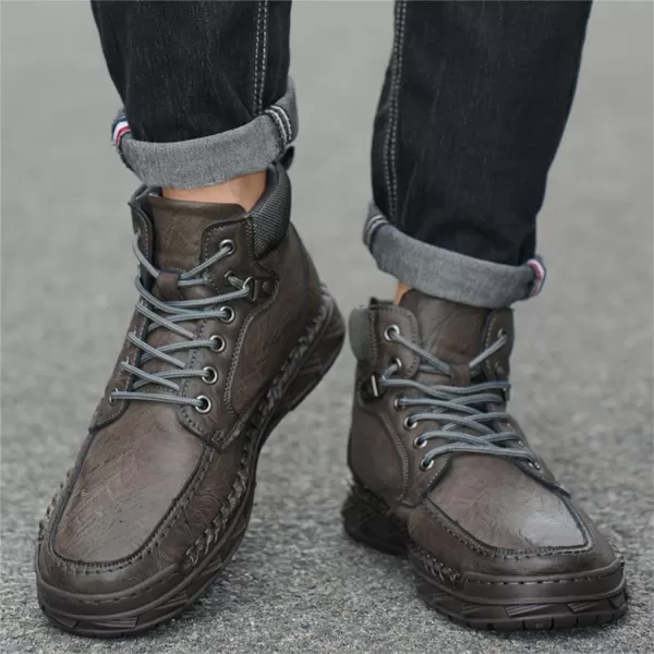 Mens Boots Dress Sneakers Boots Leather Chukka Shoes Casual Ankle Boots Fashion MidTop Walking Shoes for MenGrey