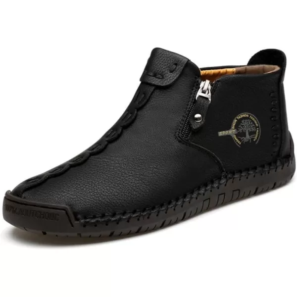 Dacomfy Mens Shoes Casual Slip On Loafers Chukka Ankle Boots Comfortable Leather Boots Outdoor Walking Driving Shoes for MenBlack