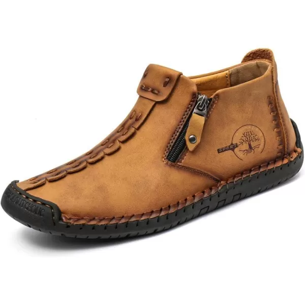 Dacomfy Mens Shoes Casual Slip On Loafers Chukka Ankle Boots Comfortable Leather Boots Outdoor Walking Driving Shoes for MenBrown