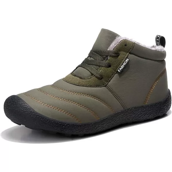 Lazzy Mens Snow Boots Winter Shoes Warm Fur Lined Ankle Boots AntiSlip Waterproof Outdoors Hiking ShoesArmy Green