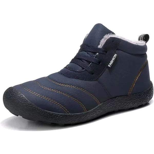 Lazzy Mens Snow Boots Winter Shoes Warm Fur Lined Ankle Boots AntiSlip Waterproof Outdoors Hiking ShoesNavy Blue