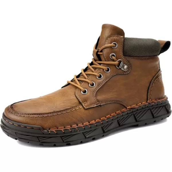 Mens Boots Dress Sneakers Boots Leather Chukka Shoes Casual Ankle Boots Fashion MidTop Walking Shoes for MenKhaki