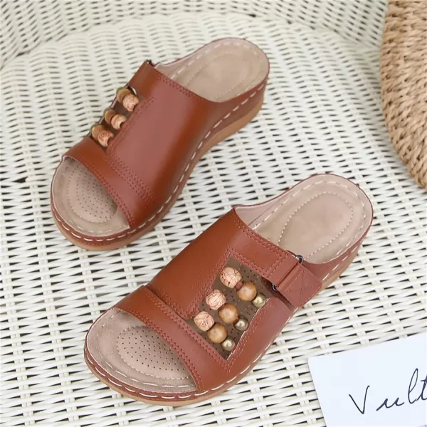 zevanjewel Womens Sandals Comfortable Wedges Open Toe Sandals Platform Slides Bohemian Beach Sandals Slip On Wedge Sandals Summer Casual Shoes for WomenBrown