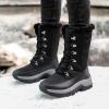 imageLazzy Snow Boots for Women Warm Winter Boots Waterproof Lace Up MidCalf Booties Winter Walking Shoes for Women Black Size 11
