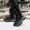 imageLazzy Snow Boots for Women Warm Winter Boots Waterproof Lace Up MidCalf Booties Winter Walking Shoes for Women Black Size 11