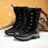 imageLazzy Snow Boots for Women Warm Winter Boots Waterproof Lace Up MidCalf Booties Winter Walking Shoes for Women Black Size 11