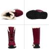 imageLazzy Snow Boots for Women Warm Winter Boots Waterproof Lace Up MidCalf Booties Winter Walking Shoes for Women Red Size 11