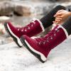 imageLazzy Snow Boots for Women Warm Winter Boots Waterproof Lace Up MidCalf Booties Winter Walking Shoes for Women Red Size 11