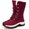 imageLazzy Snow Boots for Women Warm Winter Boots Waterproof Lace Up MidCalf Booties Winter Walking Shoes for Women Red Size 11